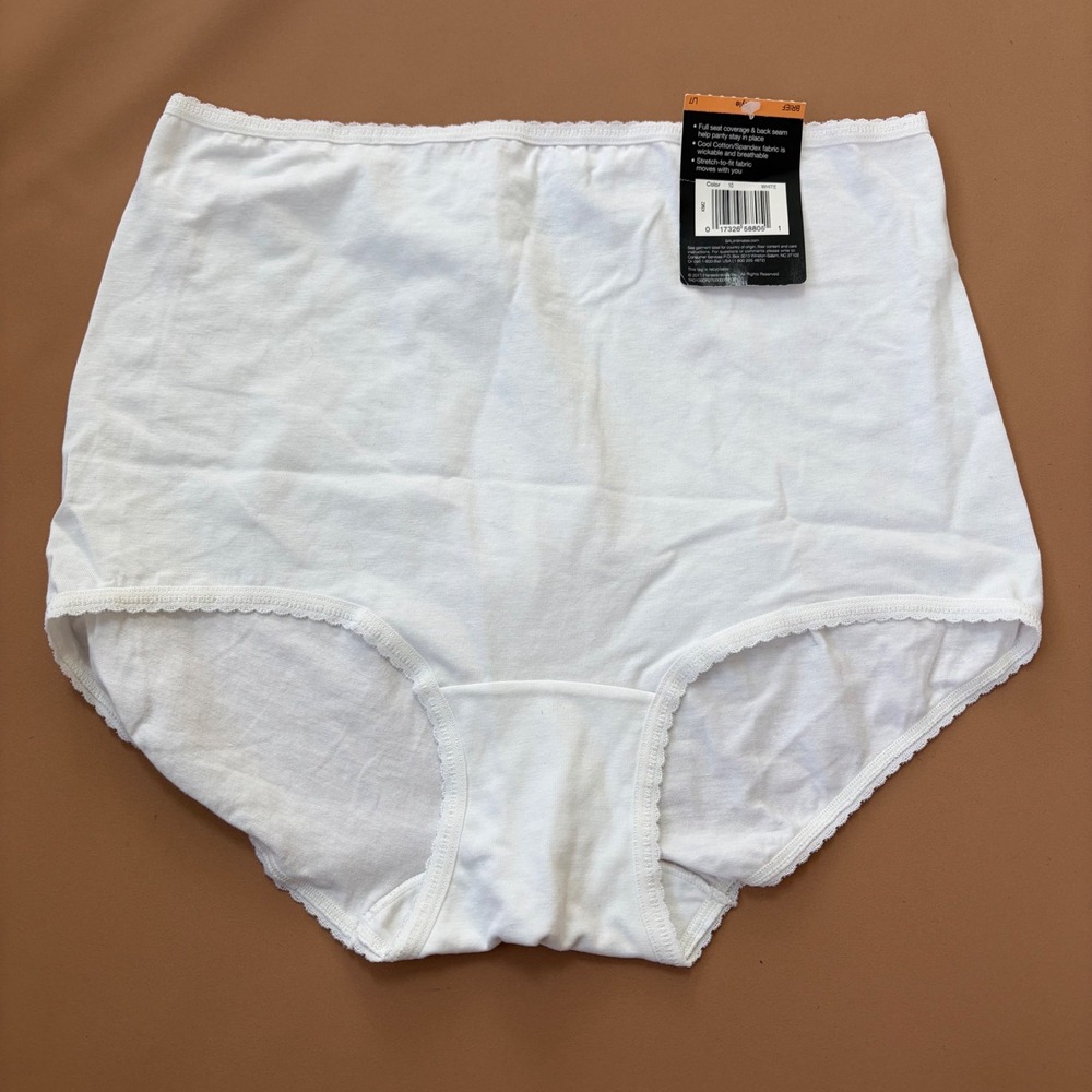 Bali Cool Cotton‎ Spandex Full Coverage Brief Panty White Size L